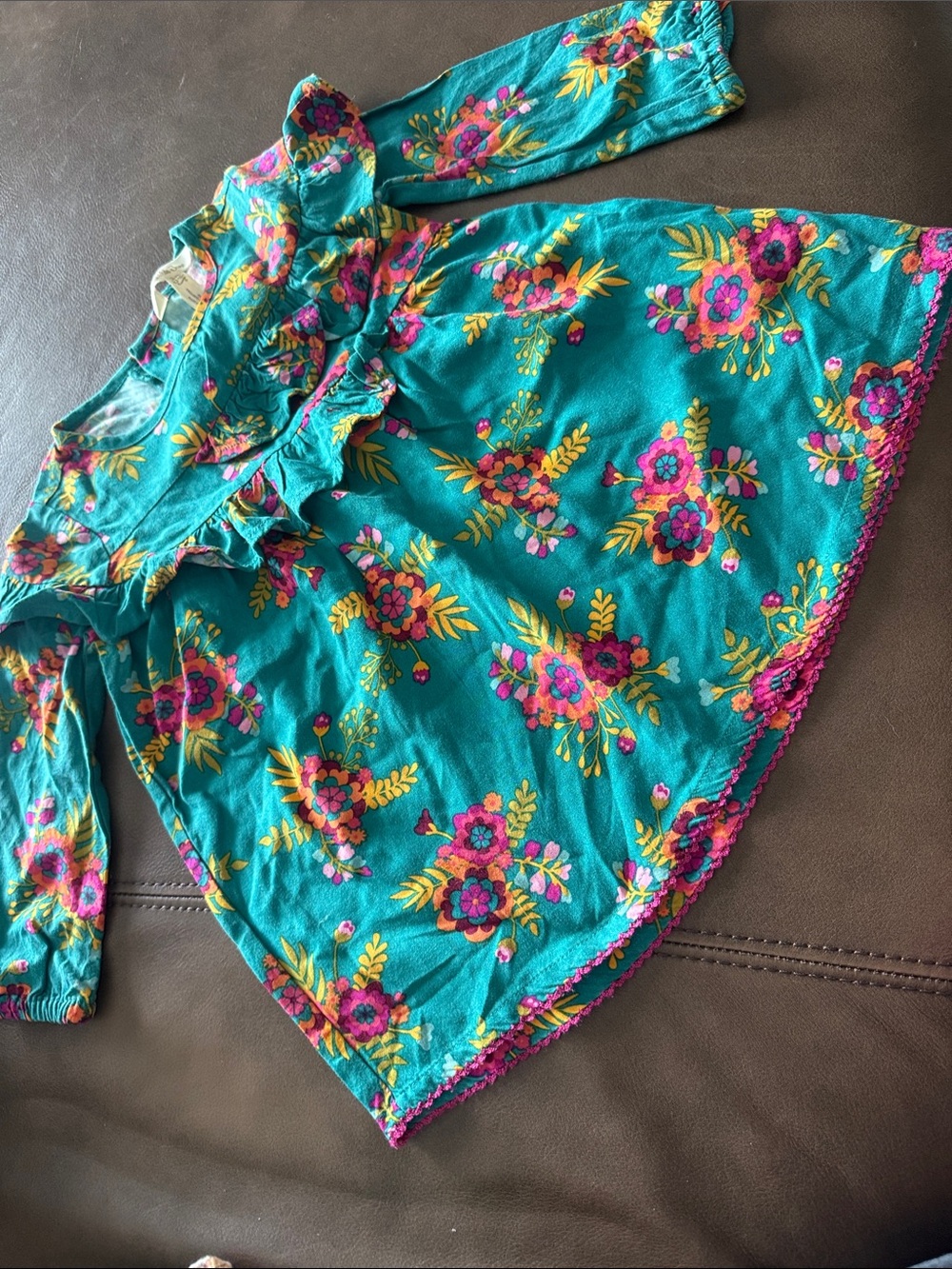 Matilda Jane Teal Floral Ruffle Dress